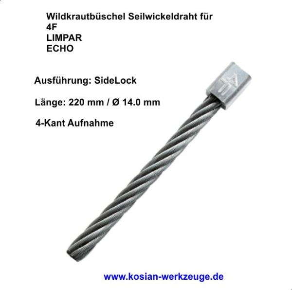 Ersatzzöpfe 4F aus Stahl für verschiedenen Wildkrautbürsten 220 mm